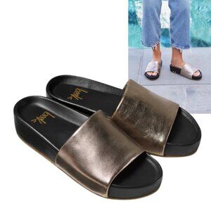 beek Pelican leather platform sandal Bronze/black